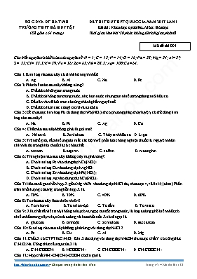 Đề thi thử THPT Quốc gia lần 1 môn Hóa học năm 2017 - Mã đề 001 - Trường THPT Hà Huy Tập (Có đáp án)